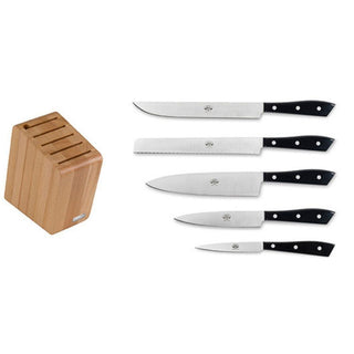 Coltellerie Berti Compendio block with 5 kitchen knives 8570 black Buy now on Shopdecor